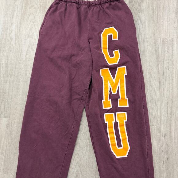 Vintage Central Michigan University Chippewas Sweatpants Men's Large Red Yellow - Picture 2 of 8